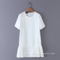 Women Pure White -Neck Lace A-line Dress